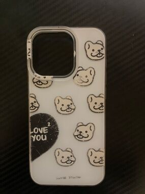 Unbranded White Bear Pattern Clear Phone Case - 'Love You' Design